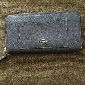 Metallic deep blue coach wallet